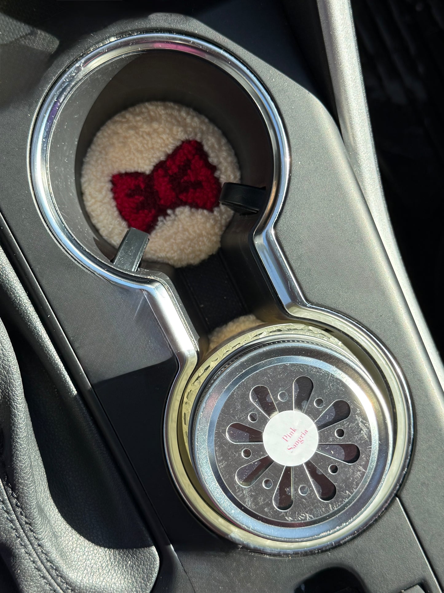 Bow Tie Punch Needle Car Coasters