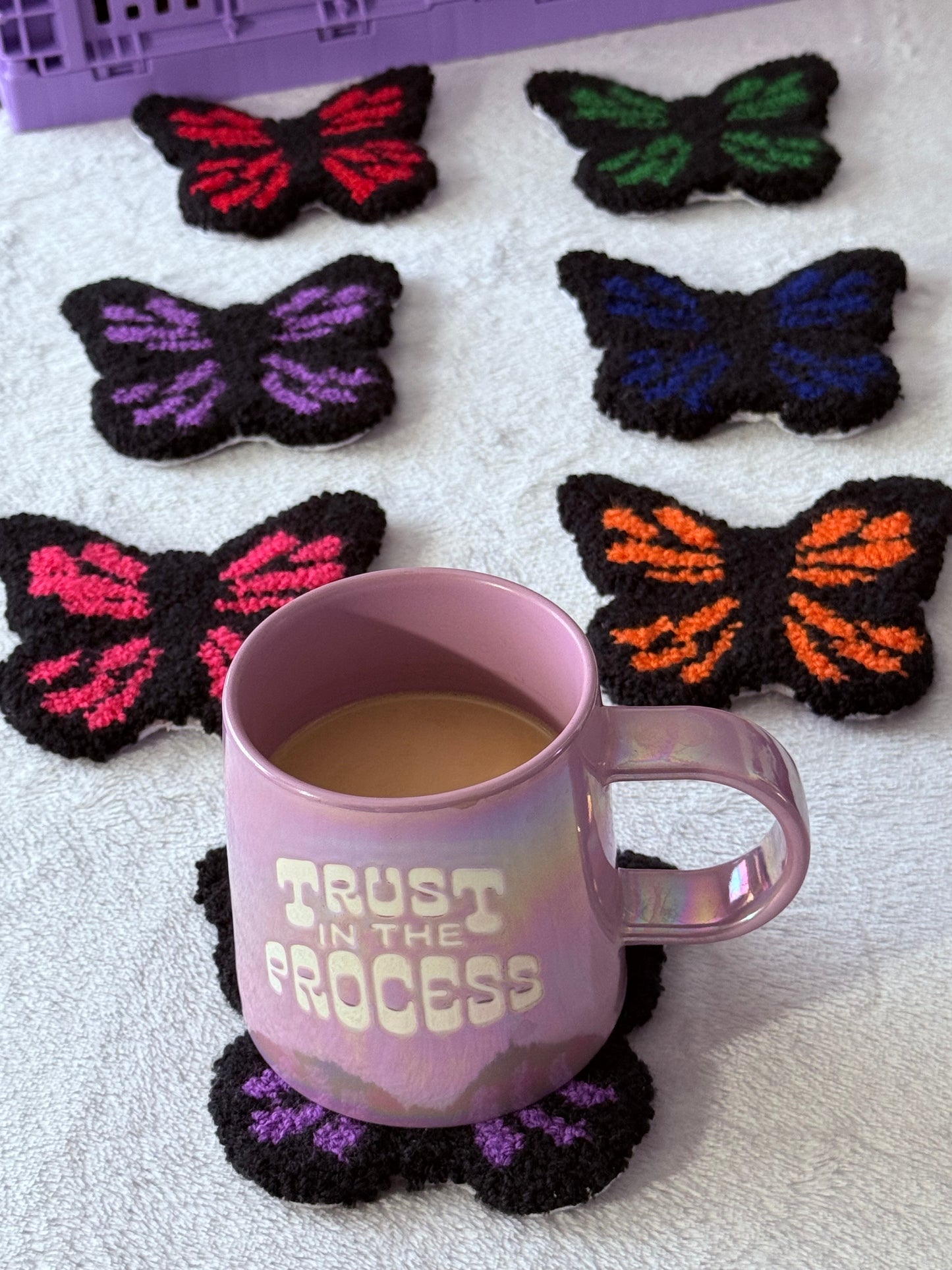 Butterfly Punch Needle Mug Coasters