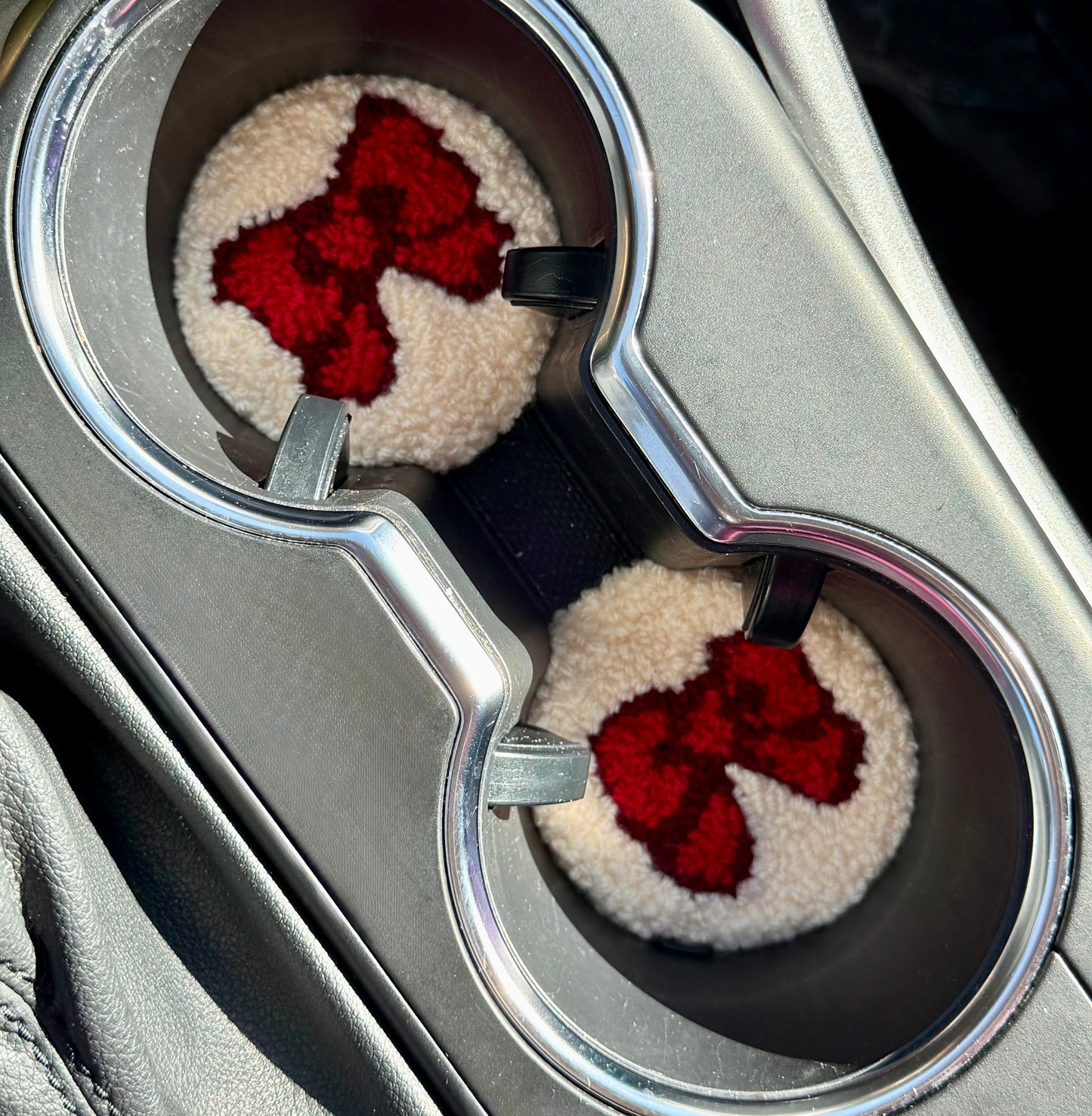 Bow Punch Needle Car Coasters