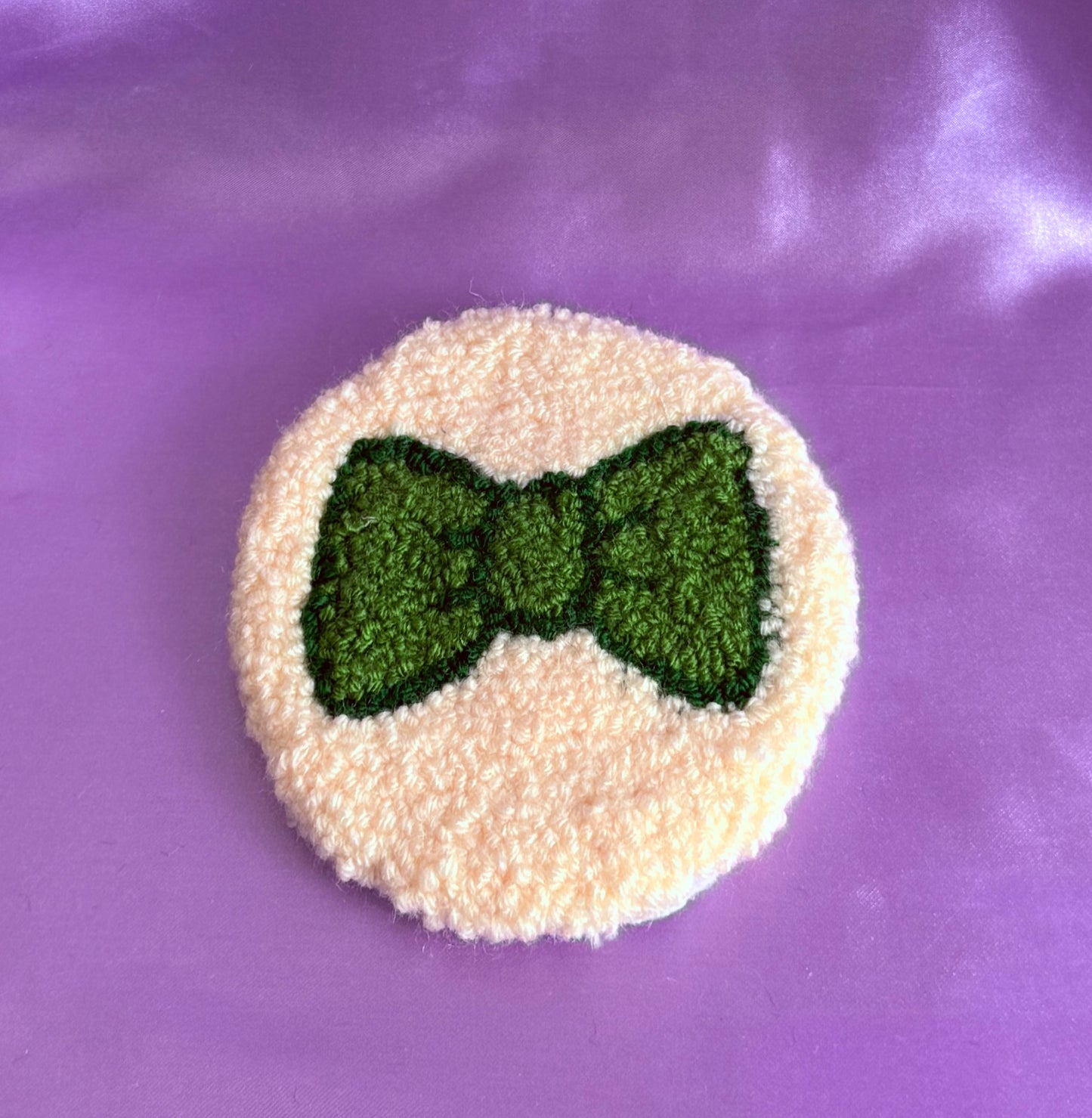 Bow Tie Punch Needle Mug Coasters