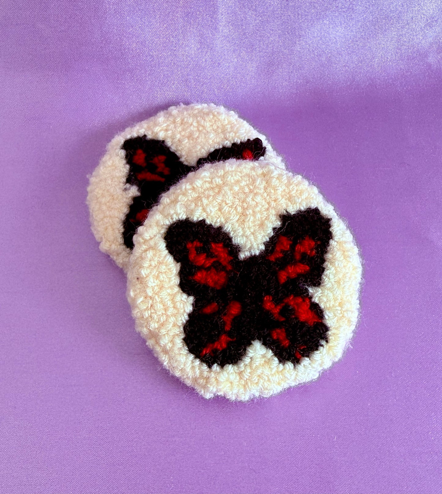 Butterfly Punch Needle Car Coasters