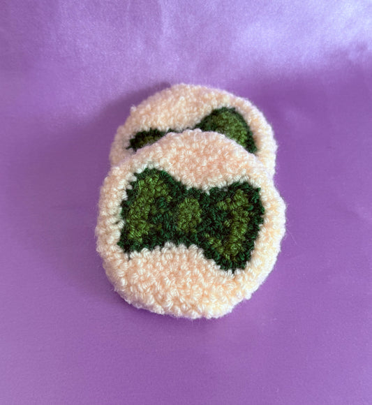 Bow Tie Punch Needle Car Coasters