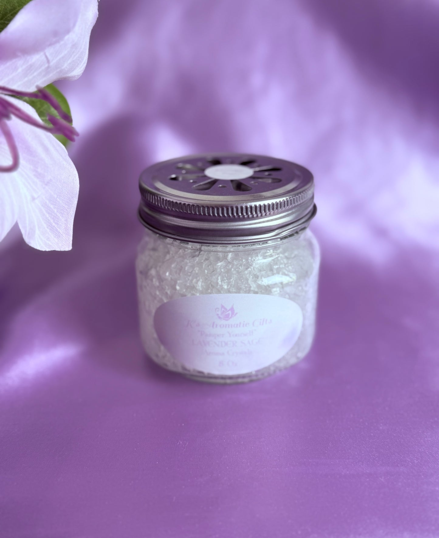 Lavender Sage 8 Oz Jar of Aroma Crystals