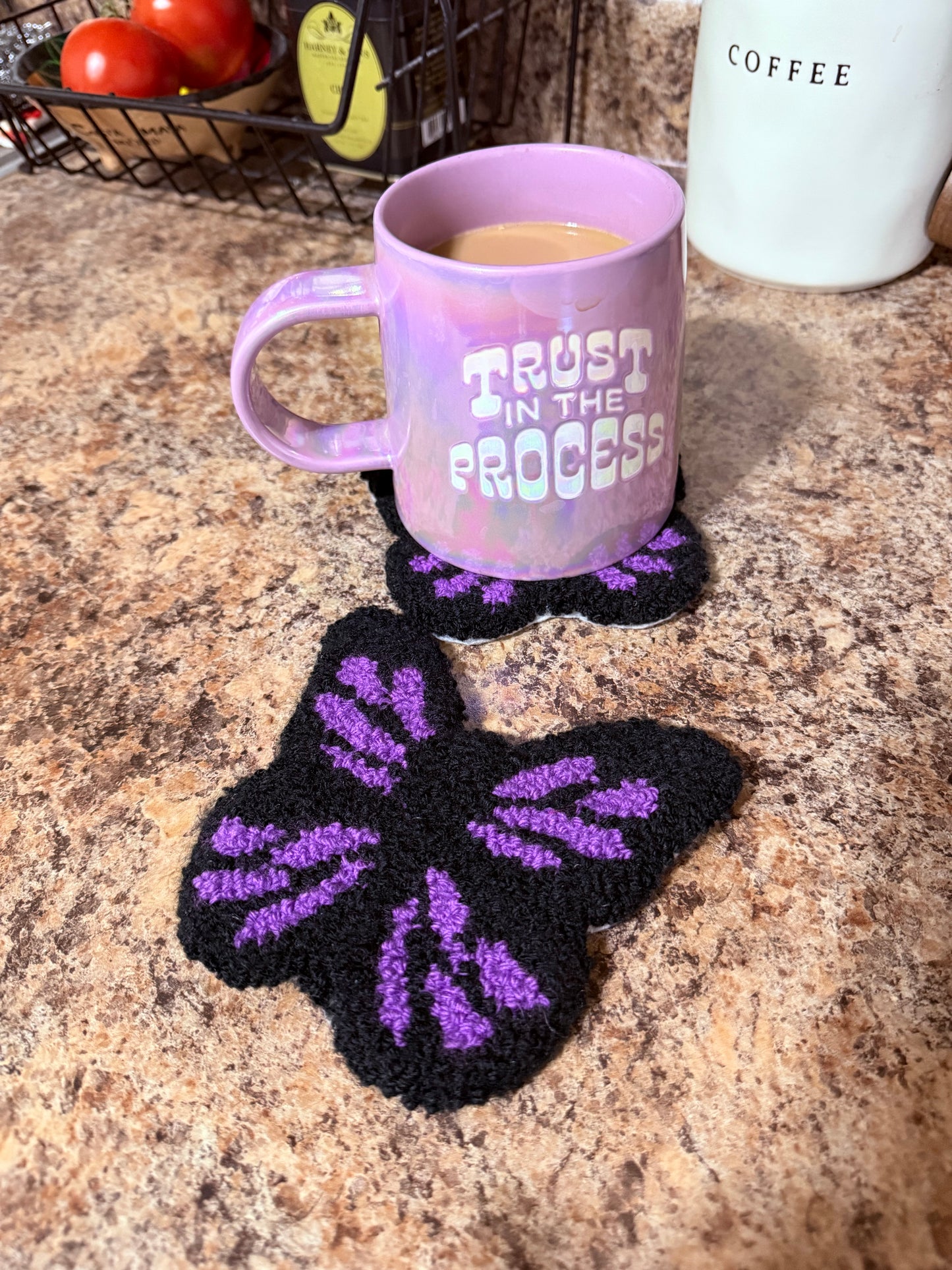 Butterfly Punch Needle Mug Coasters
